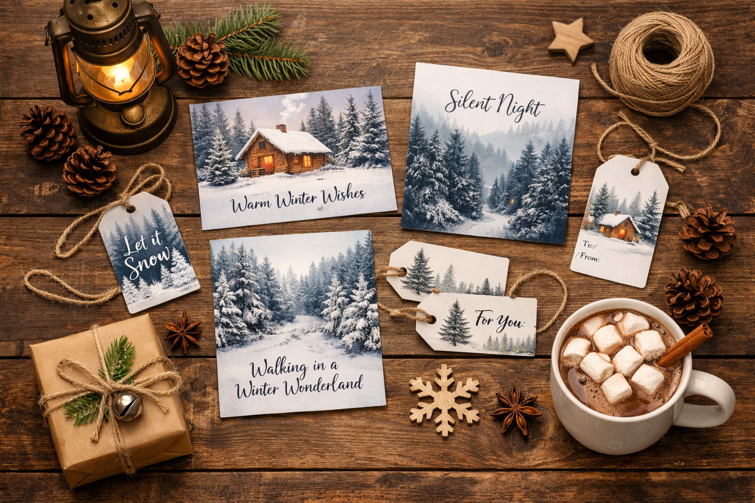 beautiful PLR Christmas digital products and winter aesthetic tags